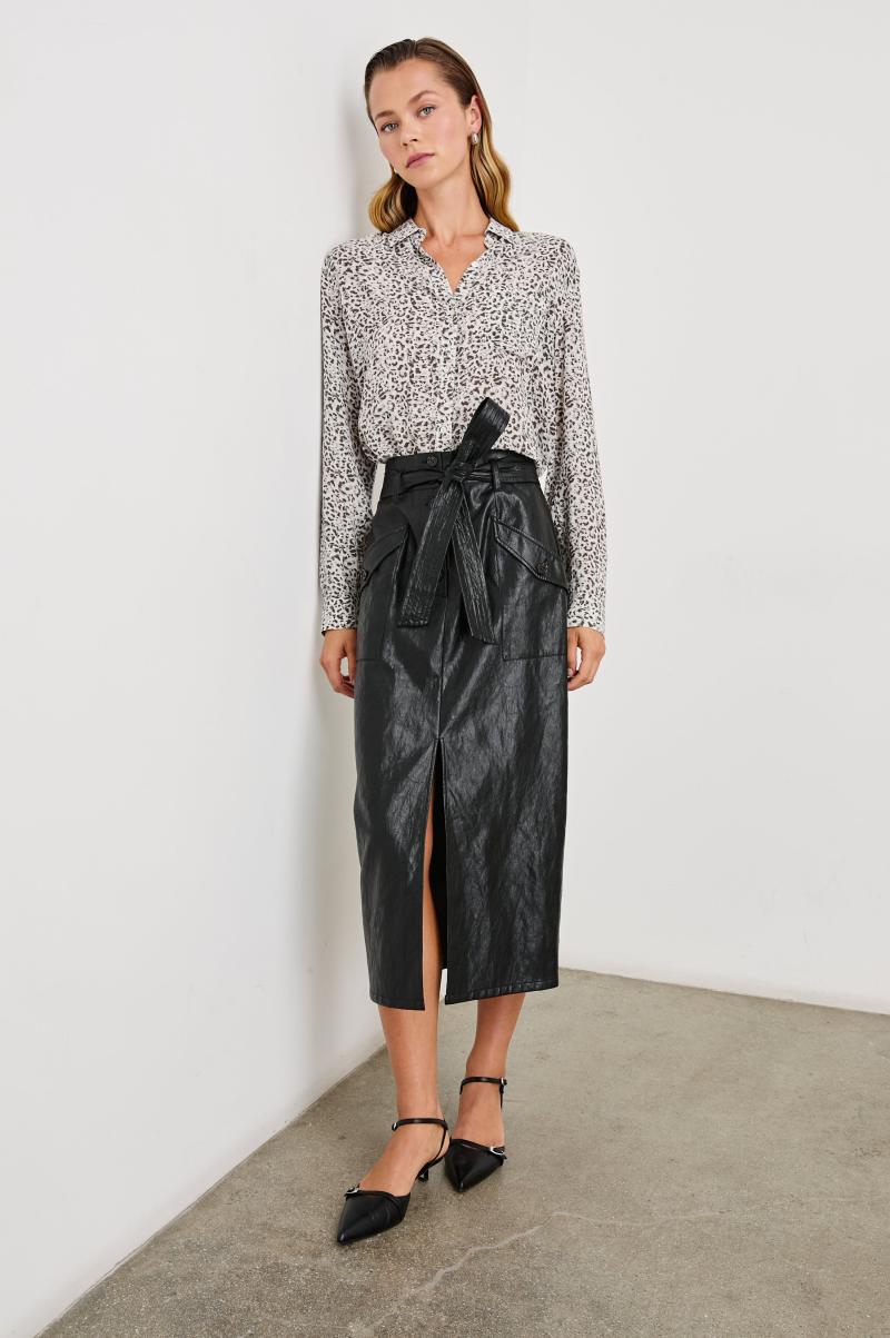 Women Josephine Shirt Charcoal Watercolor Cheetah | Rails Tops